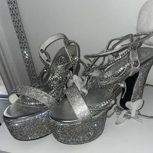 Dolls Kill Poster Girl Rhinestone Lace-Up Butterfly Platform Shoes